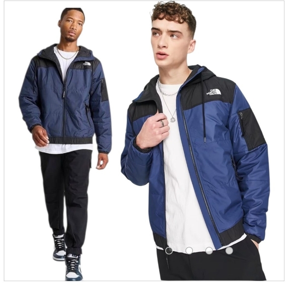 The North Face Black/Navy Highrail bomber puffer jacket sz XL - Picture 7 of 16